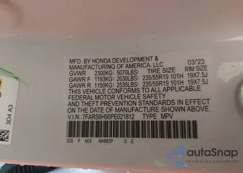 2023 Honda Cr-V Hybrid Sport Touring from USA, damaged, VIN 7FARS6H90PE021812